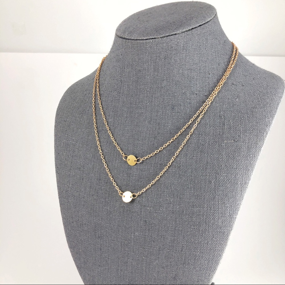 Double Chain Layered Dainty Necklace - Picture 3 of 7